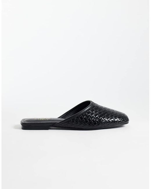 SIMMI Black Simmi London Nichola Wide Fit Woven Flat Mules
