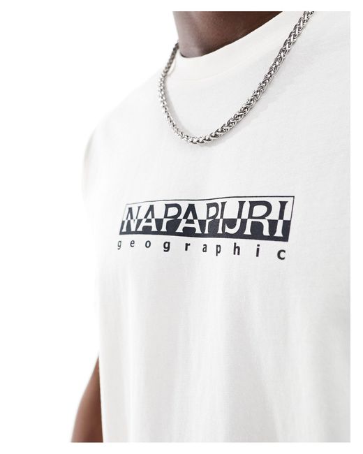 Napapijri White Napairji Box Chest Logo T-shirt for men