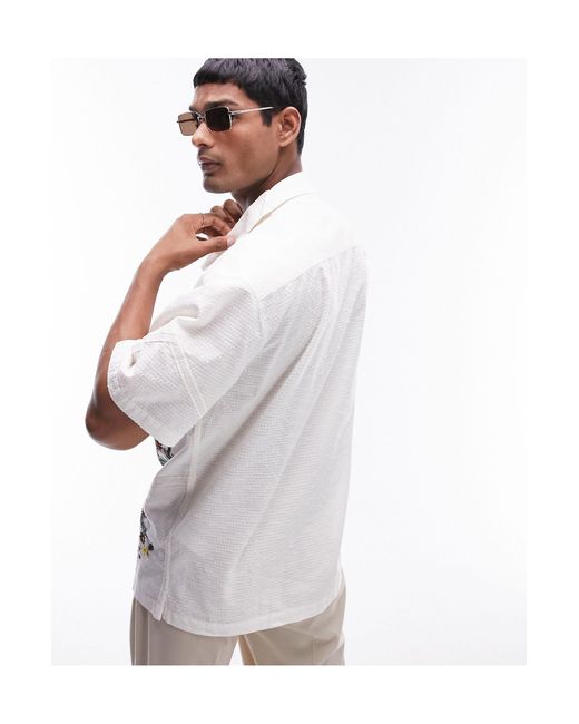Topman – kurzärmliges hemd aus dobbystoff in White für Herren
