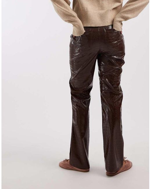 Miss Selfridge Natural Faux Leather Croc Trouser