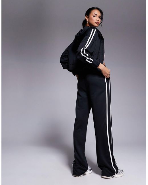 Kaiia Blue Studio Logo Side Stripe Wide Leg jogger Co-ord