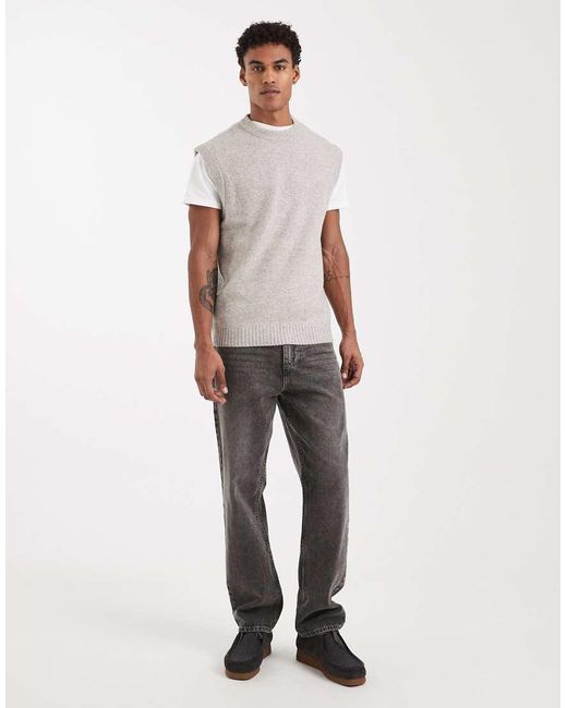 Jack & Jones Gray Fluffy Knitted Vest for men