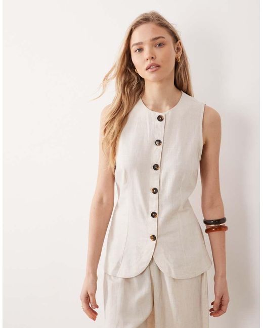 ASOS Natural Longline Vest With Button Front