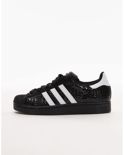 Adidas Originals Black Superstar Ii Croc Print Trainers