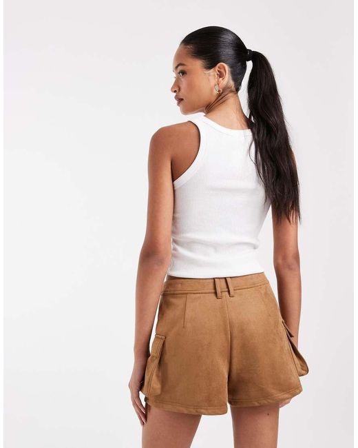 ASOS Brown Tailored Suedette Shorts