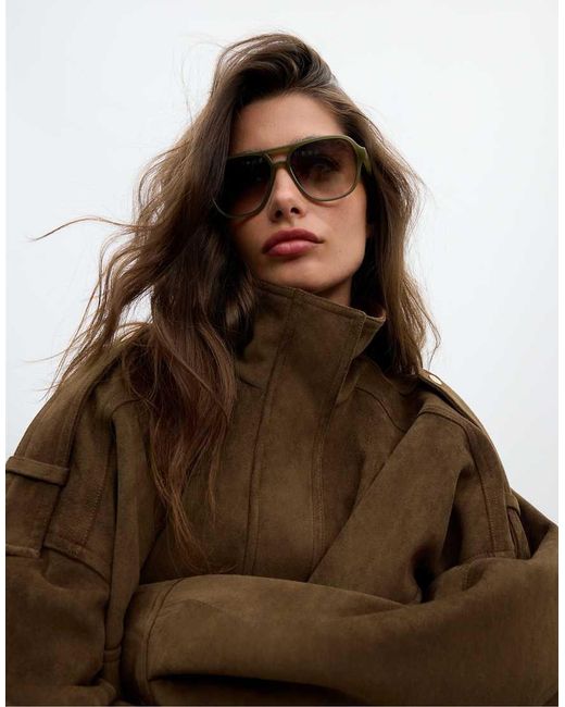 Stradivarius Brown Oversize Faux Suede Jacket