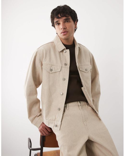 ASOS Natural Regular Trucker Denim Jacket for men