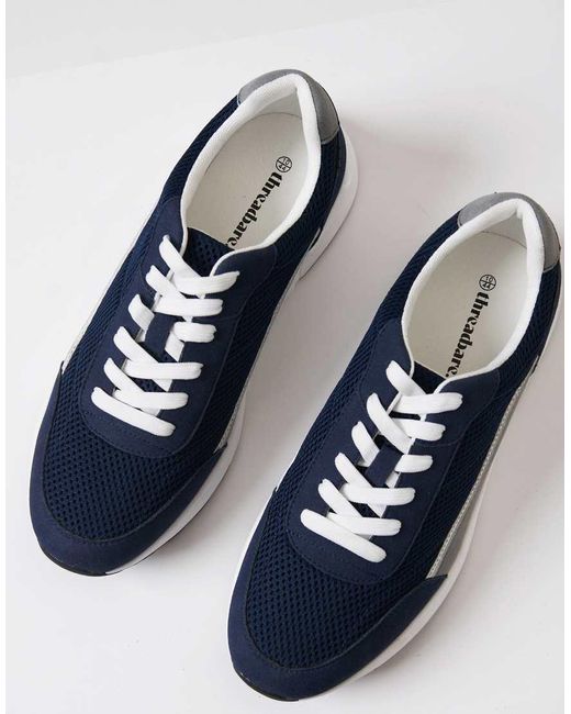 Threadbare Blue Retro Lace Up Trainers for men