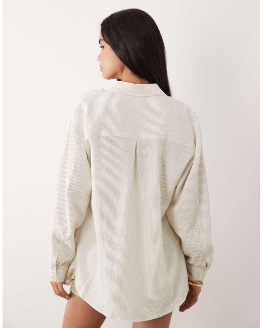 ASOS Natural Oversized Shirt With Bralet