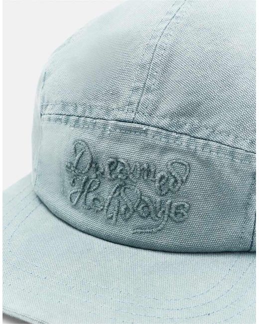Pull&Bear Blue Embroidered 5-panel Cap for men