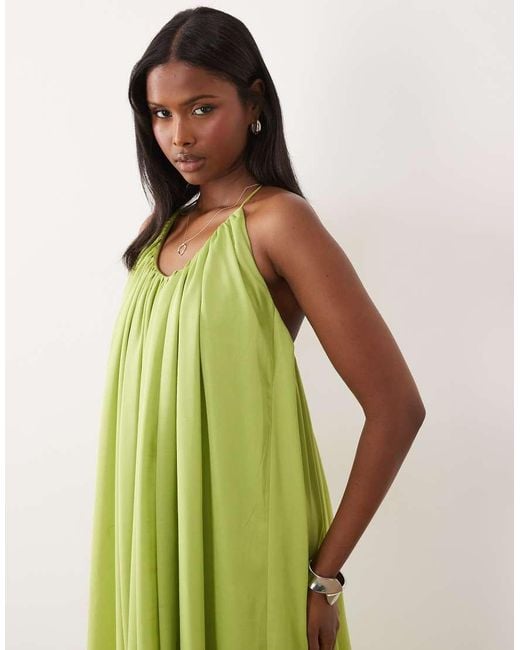 ASOS Green Trapeze Scoop Neck Maxi Dress With Beaded Back Detail