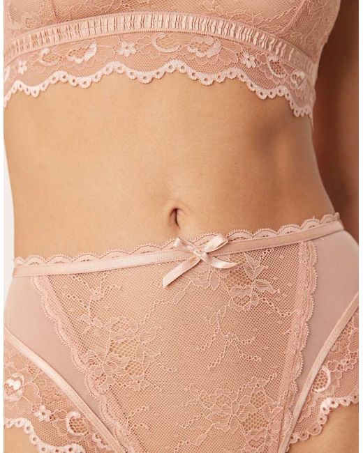 ASOS Natural Ivy All Over Lace High Waist Brazilian Brief