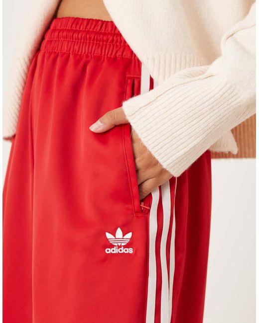 Adidas Originals Red Wide Leg Satin joggers