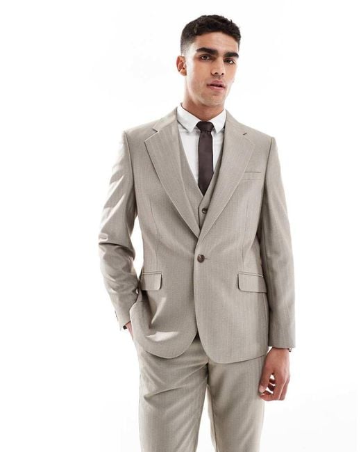 ASOS Gray Wedding Wool Mix Slim Suit Jacket for men
