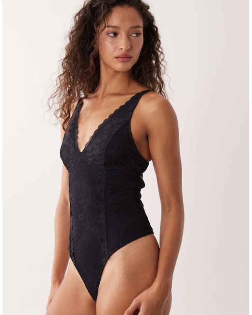 Free People Black Intimately Fp Say You Love Me Bodysuit