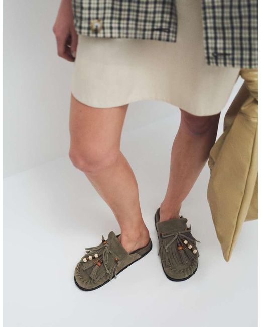 ASOS White Milo Premium Fringed Mules