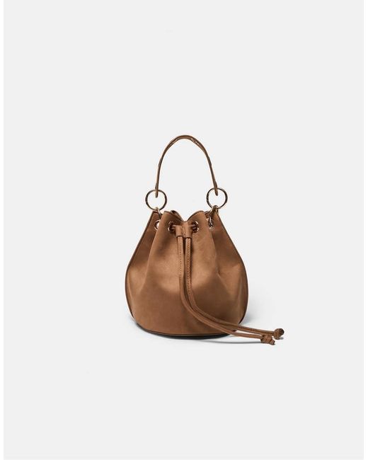 Stradivarius White Rigid Eyelet Bucket Bag