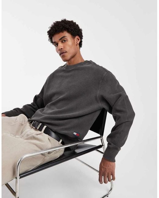 Tommy Hilfiger Gray Waffle Texture Relaxed Fit Sweatshirt for men