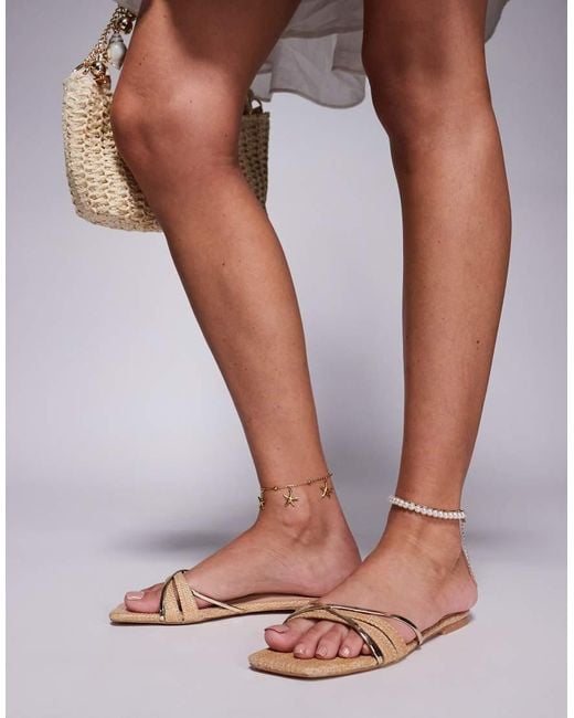 SIMMI Brown Simmi London Saffy Wide Fit Square Toe Flat Sandals