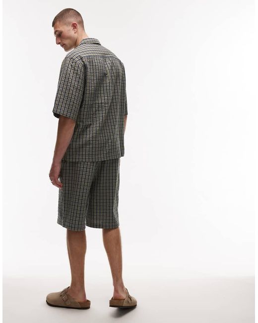 Topman White Seersucker Check Short for men