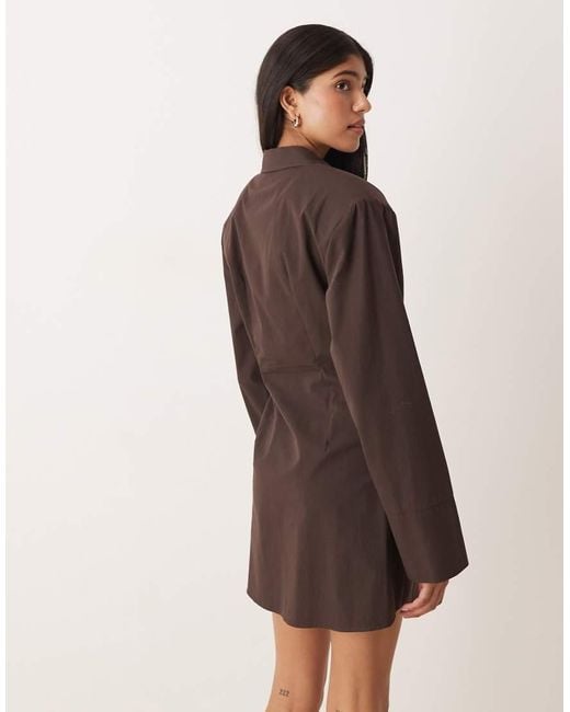 Vestito Corto Stile Camicia Stretto di ASOS in Brown
