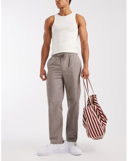 Only & Sons Gray Linen Mix Loose Fit Pants for men