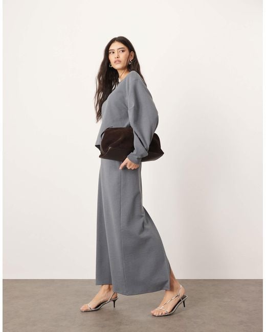 ARRANGE White Premium Heavy Weight Textured Jersey Column Maxi Skirt Co-ord