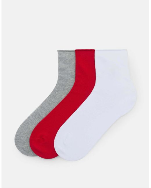 Pull&Bear Red – 3er-pack basic-socken
