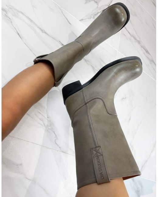 GIA STUDIOS Natural Trucker Pull Up Faux Leather Boots