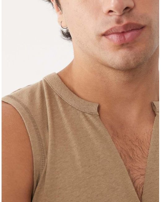 ASOS Blue Regular Fit Tank With V Neck for men