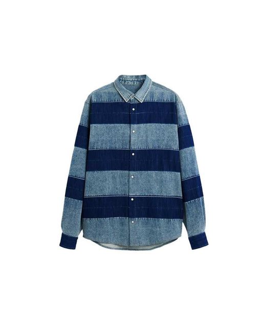Desigual Blue Striped Denim Shirt for men