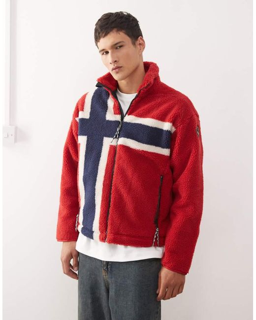 Napapijri Red Fiemme Flag Fleece for men