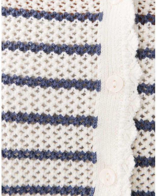 Abercrombie & Fitch Natural Fitted Knitted Cardigan With Crochet Collar