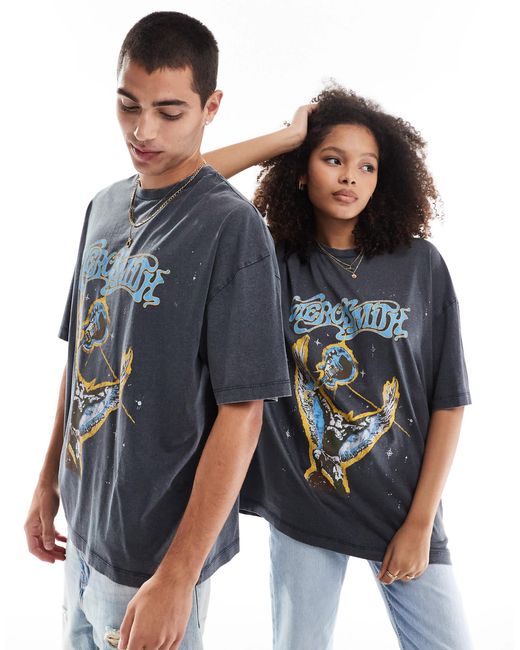 ASOS Blue Unisex Oversized License T-shirt With Aerosmith Print