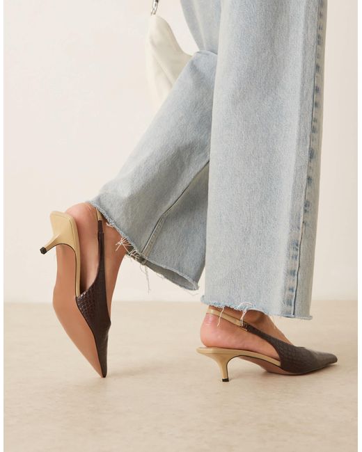 ASOS Brown Sunday Slingback Kitten Heels