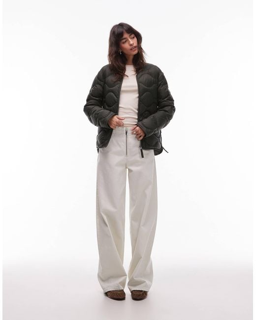ARKET Brown Quilted Jacket With Zip Front
