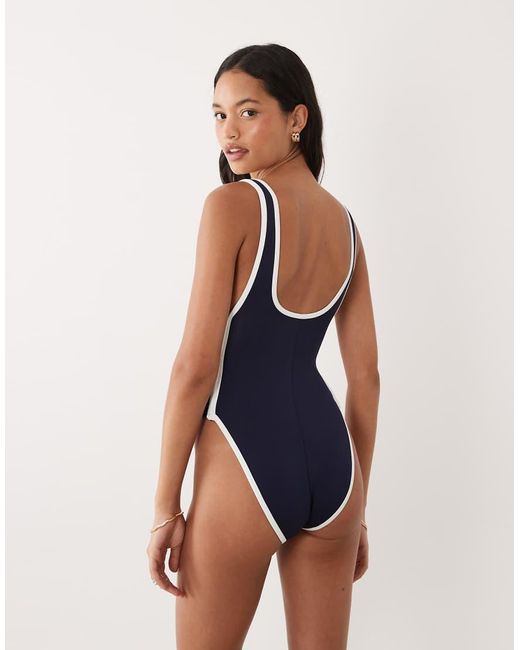 GOOD AMERICAN Blue Varsity One-piece Swimsuit