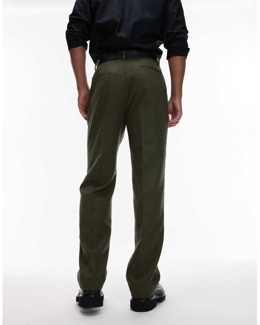 Pantalones De Vestir De Pernera Recta Con Patrón De Espiga De Tejido Efecto Lana De -Neutro ASOS de hombre de color Black