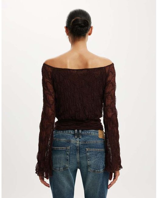 Cotton On Black Sofia Lace Long Sleeve Top