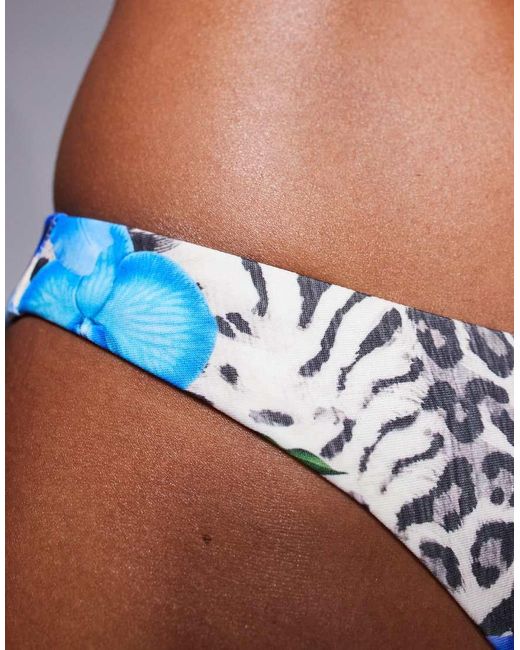 ASOS Multicolor Flora High Leg Bikini Bottom