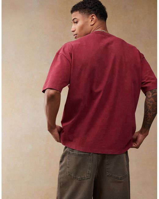 ASOS Red Oversized T-shirt With Front Chest Print for men