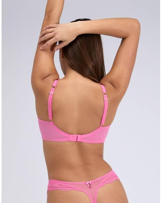 Boux Avenue Pink Poppy Sheer Lace Balconette Bra Floral Unpadded Lingerie