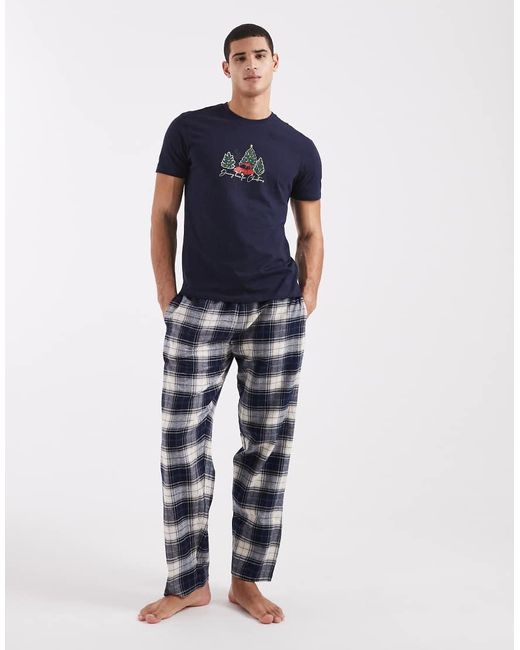 New Look Blue Christmas Pyjama Set for men