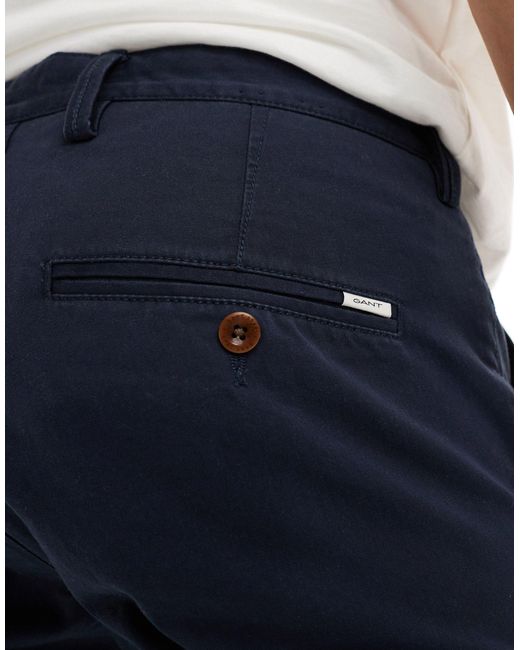 Gant – schmal geschnittene chinohose aus elastischem baumwoll-twill in Blue für Herren