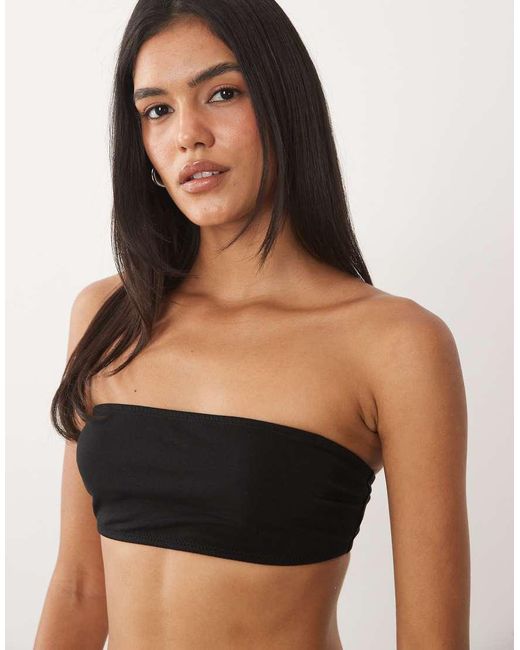 ASOS Black Connie Cotton Bandeau With Removable Straps
