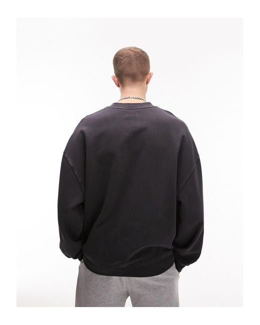 Sweat-shirt oversize - délavé Topman pour homme en coloris Black
