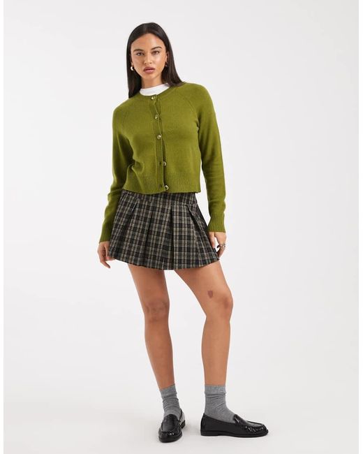 ONLY Green Button Through Knitted Cardigan