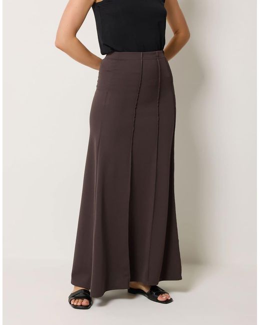 Long Tall Sally Brown Flare Seam Maxi Skirt