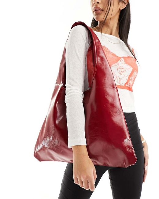 Public Desire Red Slouchy Shoulder Tote Bag