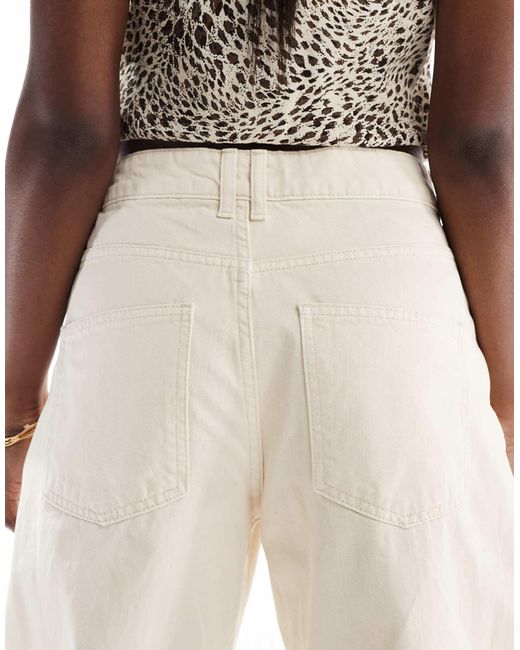 ASOS Natural Barrel Leg Jeans With Side Seam Detail